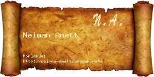 Neiman Anett névjegykártya